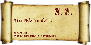 Miu Ménrót névjegykártya